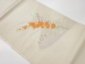リサイクル　菊に桔梗・女郎花・草葉模様刺繍名古屋帯